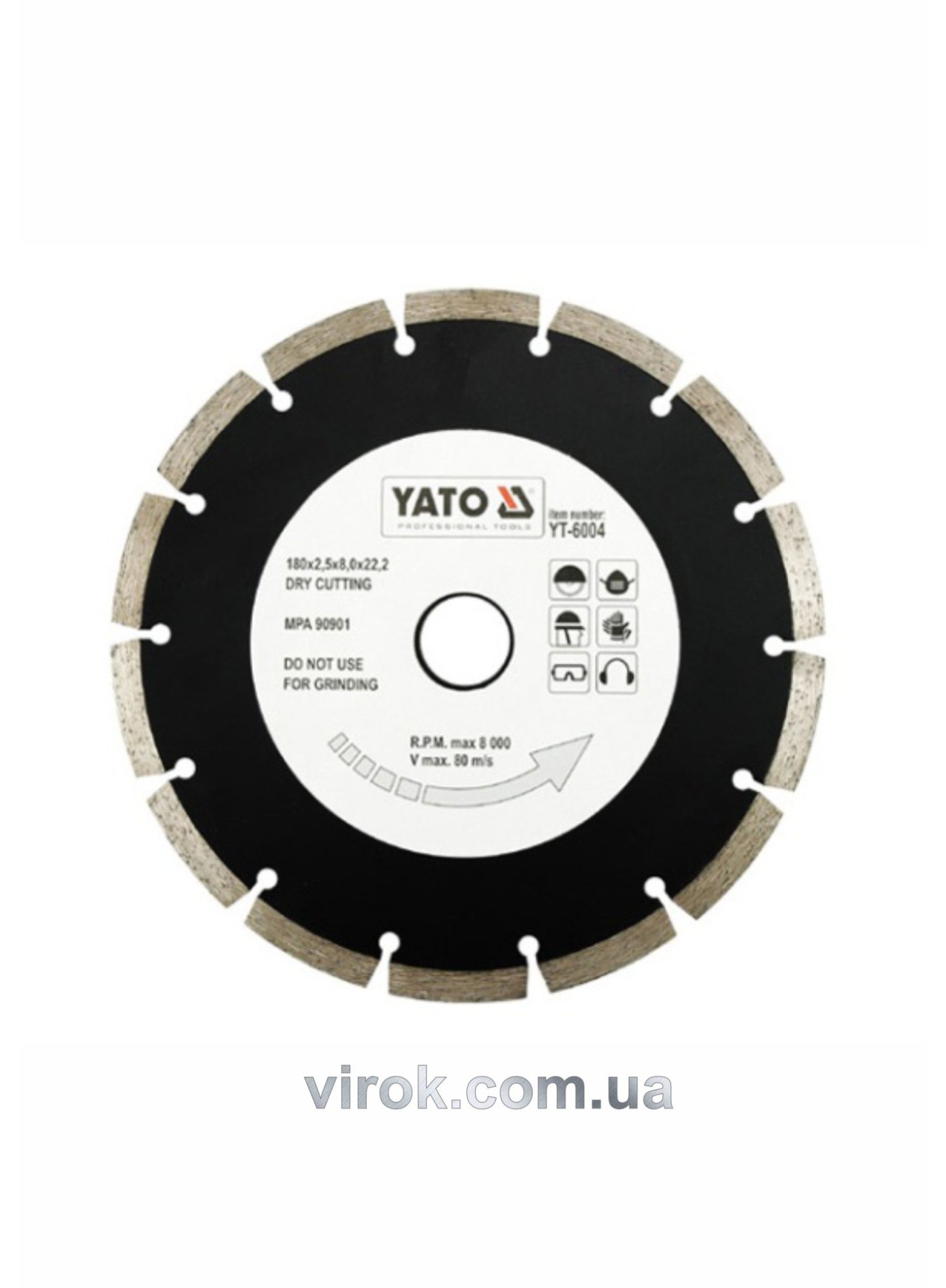 YATO Диск алмазний сегмент YATO : "SEGMENT" Ø= 180x8,0x22,2 мм. H= 2,5 мм  | YT-6004