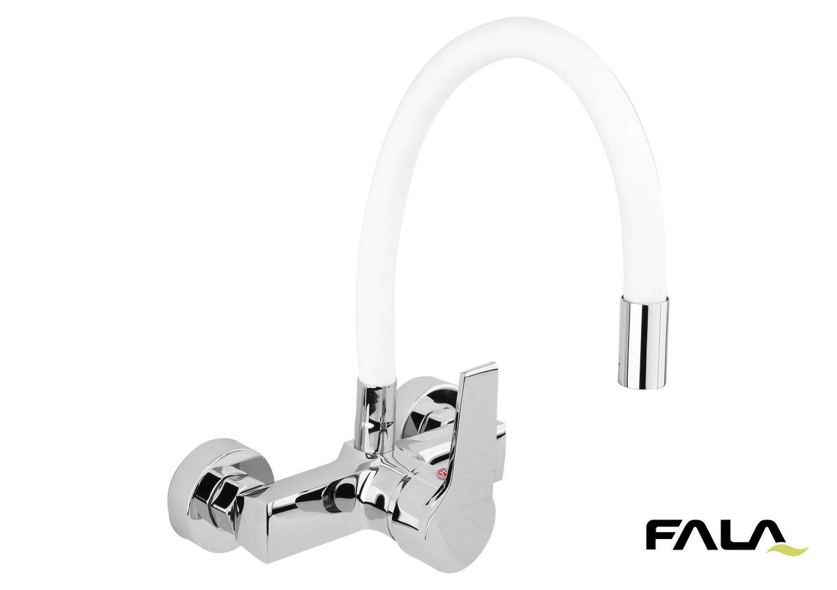 FALA Змішувач води настінний "FLEXIBLE" з гнучкою білою лійкою  | 75671