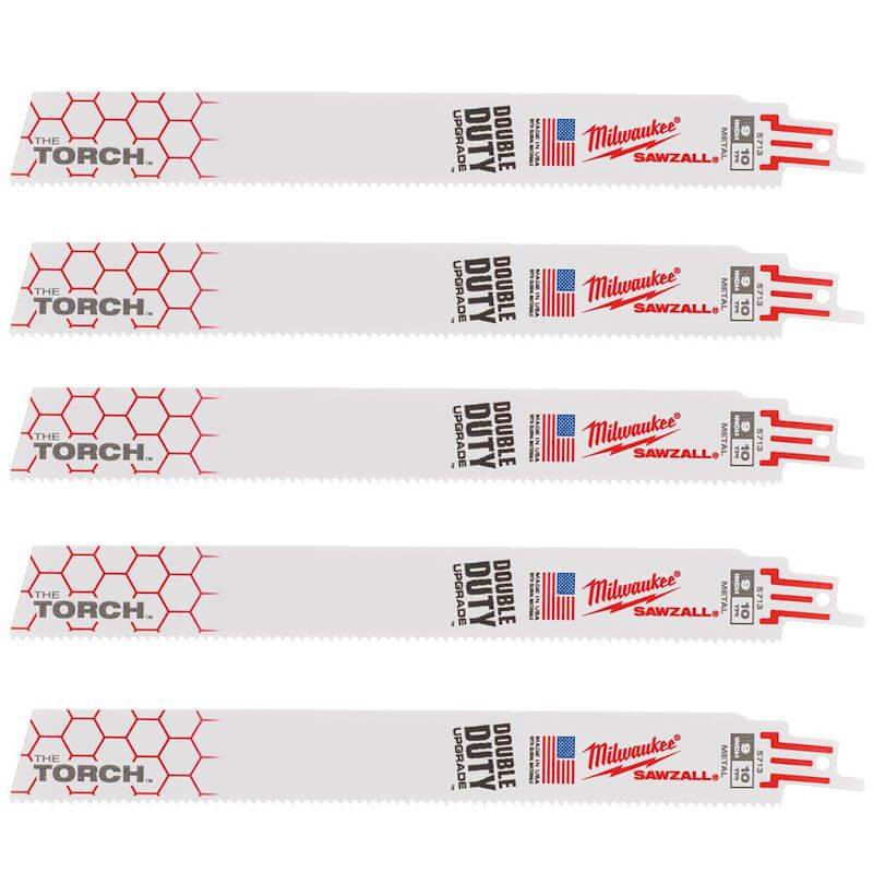 MILWAUKEE Полотно для шабельних пил TORCH, 300х2,5мм, (5шт), (метал)