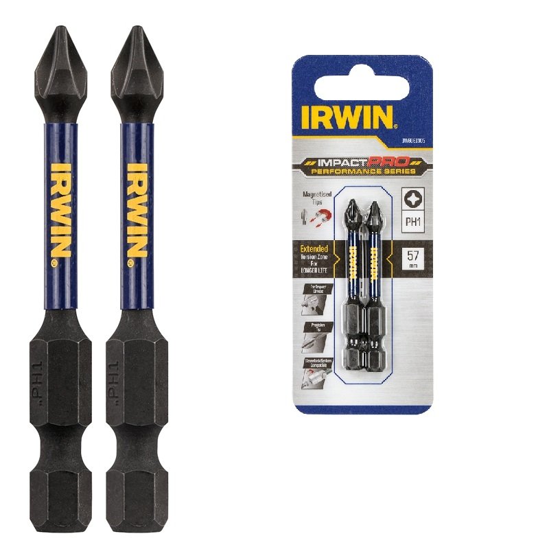 IRWIN Бита IMPACT PRO 1/4"/57мм PH1 2шт, | IW6061305