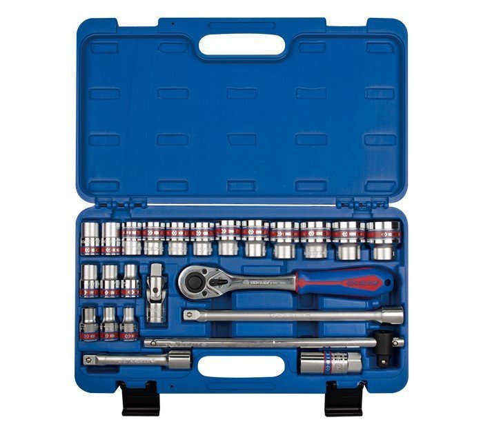 KING TONY Набор головок 1/2" 24 ед. 12-ти гранные,короткие, дюймовые 1/2"-1-1/4" в кейсе | ST4028SR