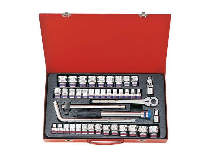 KING TONY Набор головок 1/2" 43 ед. 6-ти гранные,короткие, дюймовые+метрические | 4544CR