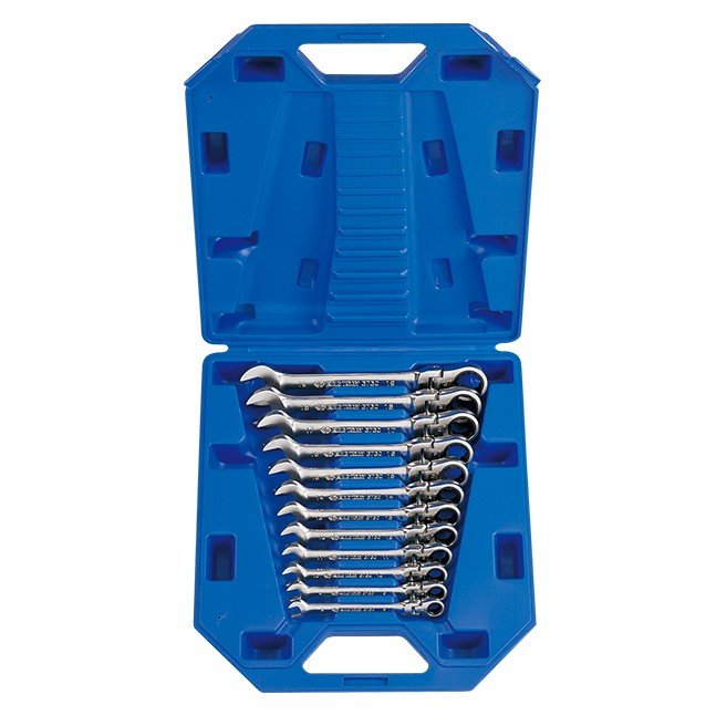 KING TONY Набор ключей комби с шарниром и трещеткой 12 шт. (8-19мм) кейс | 13012MR