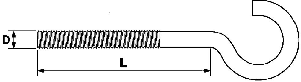 Винт-крюк C метрическая резьба  6х50 (упаковка 10 шт.)