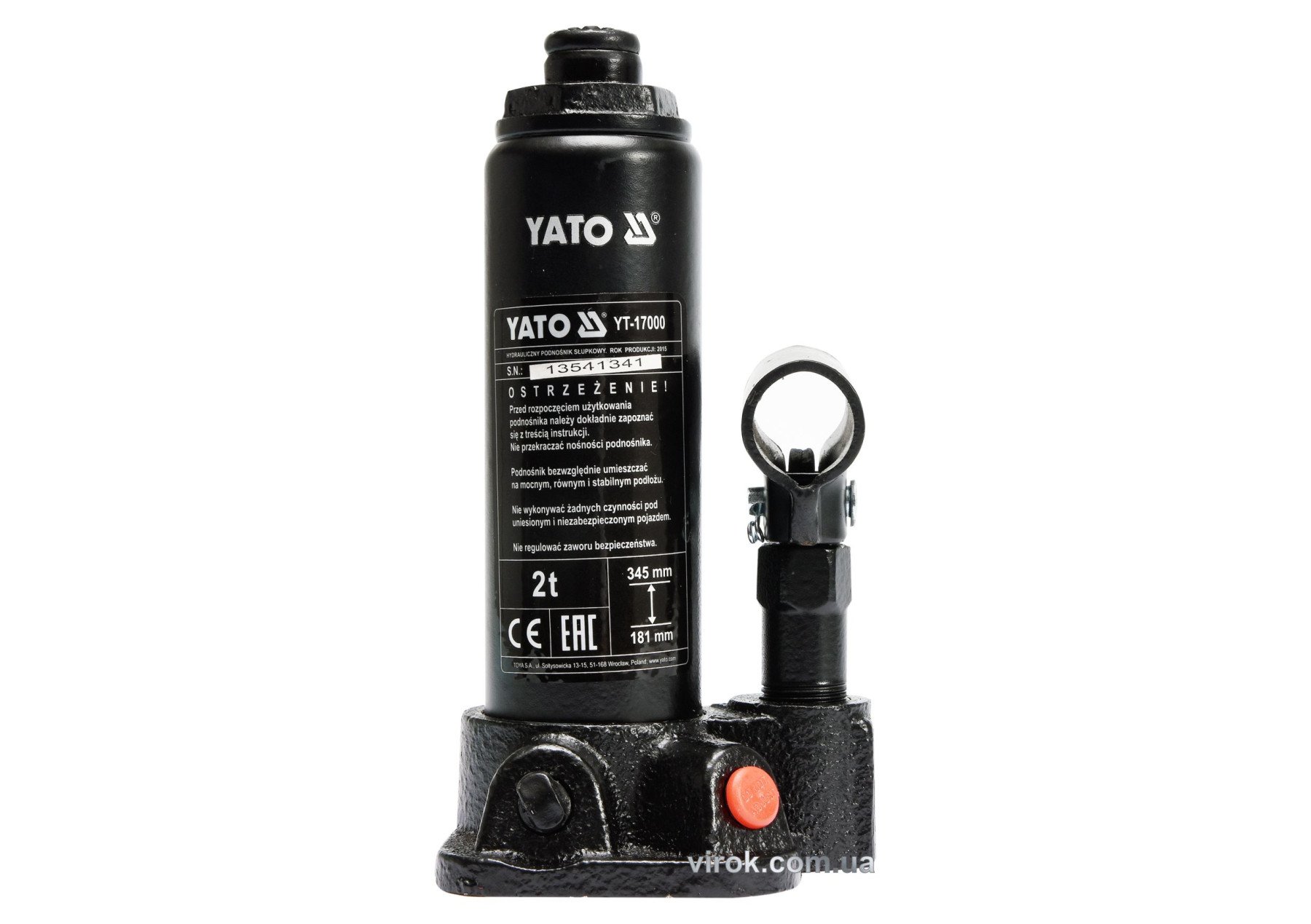 YATO Домкрат гідравлічний стовбцевий YATO : 2 т, H= 181 - 345 мм  | YT-17000