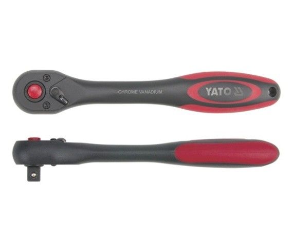 YATO Тріщатка YATO : квадрат 3/8", 72T, L= 202 мм, ручка покрита пластиком  | YT-0291