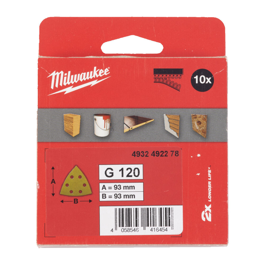 MILWAUKEE Шлифовальные листы премиум-класса HP 93 X 93 H&L GR 120 -10 шт. | 4932492278