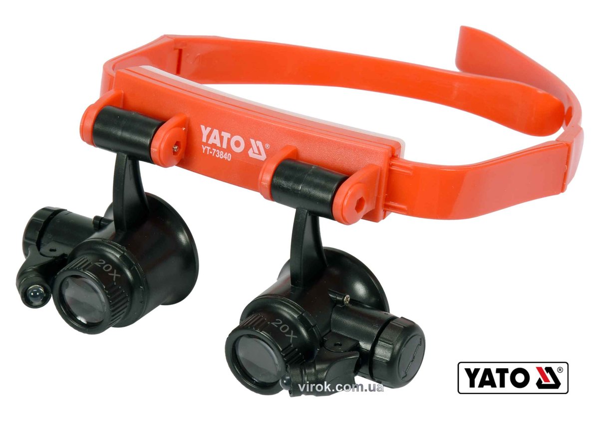 YATO Лупи на голову з підсвіткою YATO: 2 LED, 4 пари з кратністю: х10, х15, х20, х25  | YT-73840