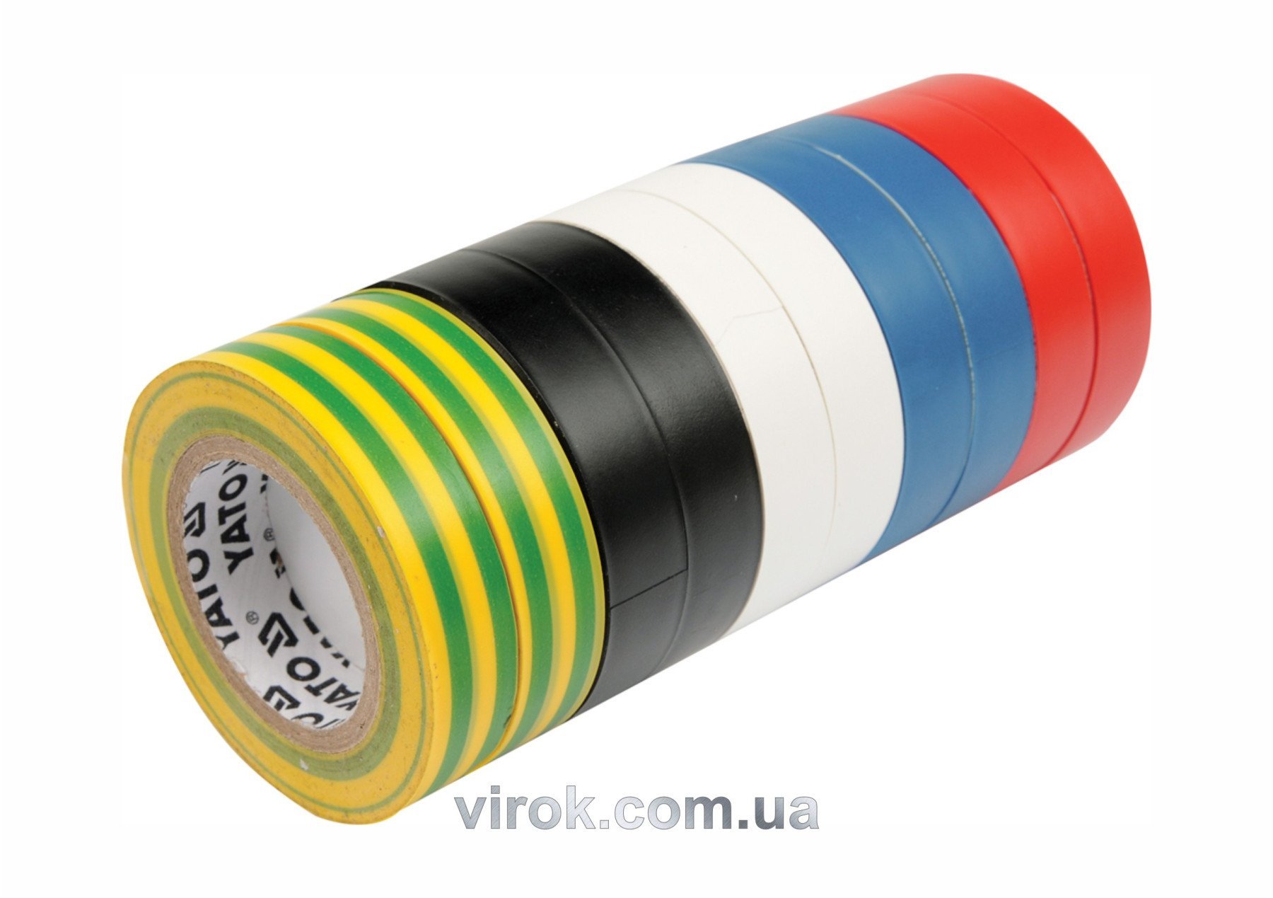 YATO Стрічка ізоляційна різнокольрова YATO : 19 мм х 20 м, 5 кольорів, Уп. 10 Рул.  | YT-8173