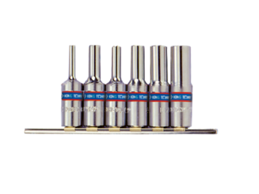 KING TONY Набор "Е" головок 3/8" 6 ед. глубоких Е4-Е14 на планке | 3116PR