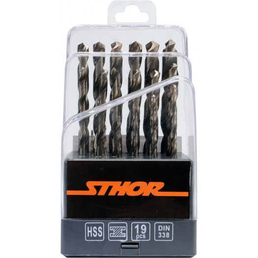 STHOR Набір свердл по металу HSS. Ø= 1,0-10,0 мм, 19 шт.  | 21999