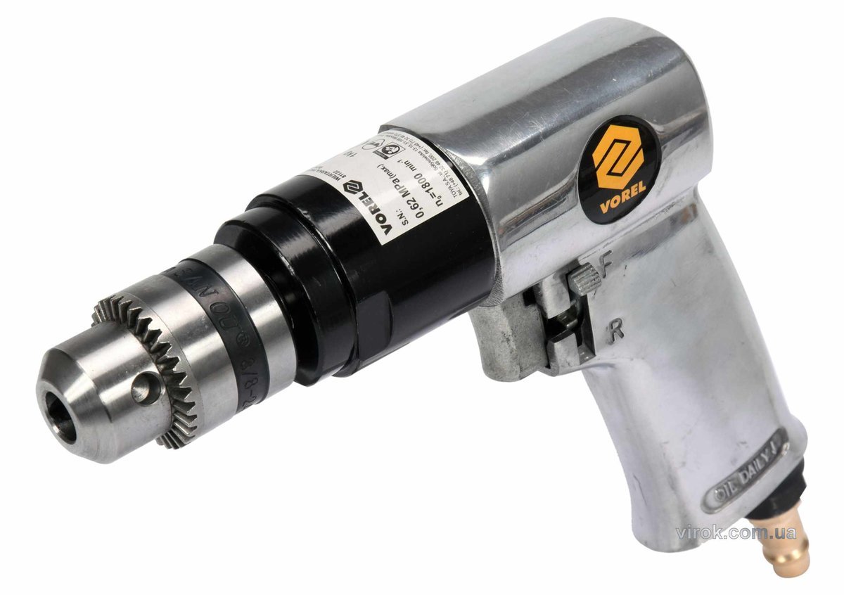 VOREL Дриль пневматичний : 1/4", патрон Ø=10 мм, 1800 об/хв, P= 0.62 МПа, 113 л/хв  | 81122