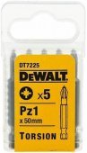 DeWalt DT7225 Набор торсионных бит, Pz1, L 50 мм, Extra Grip, 5шт 