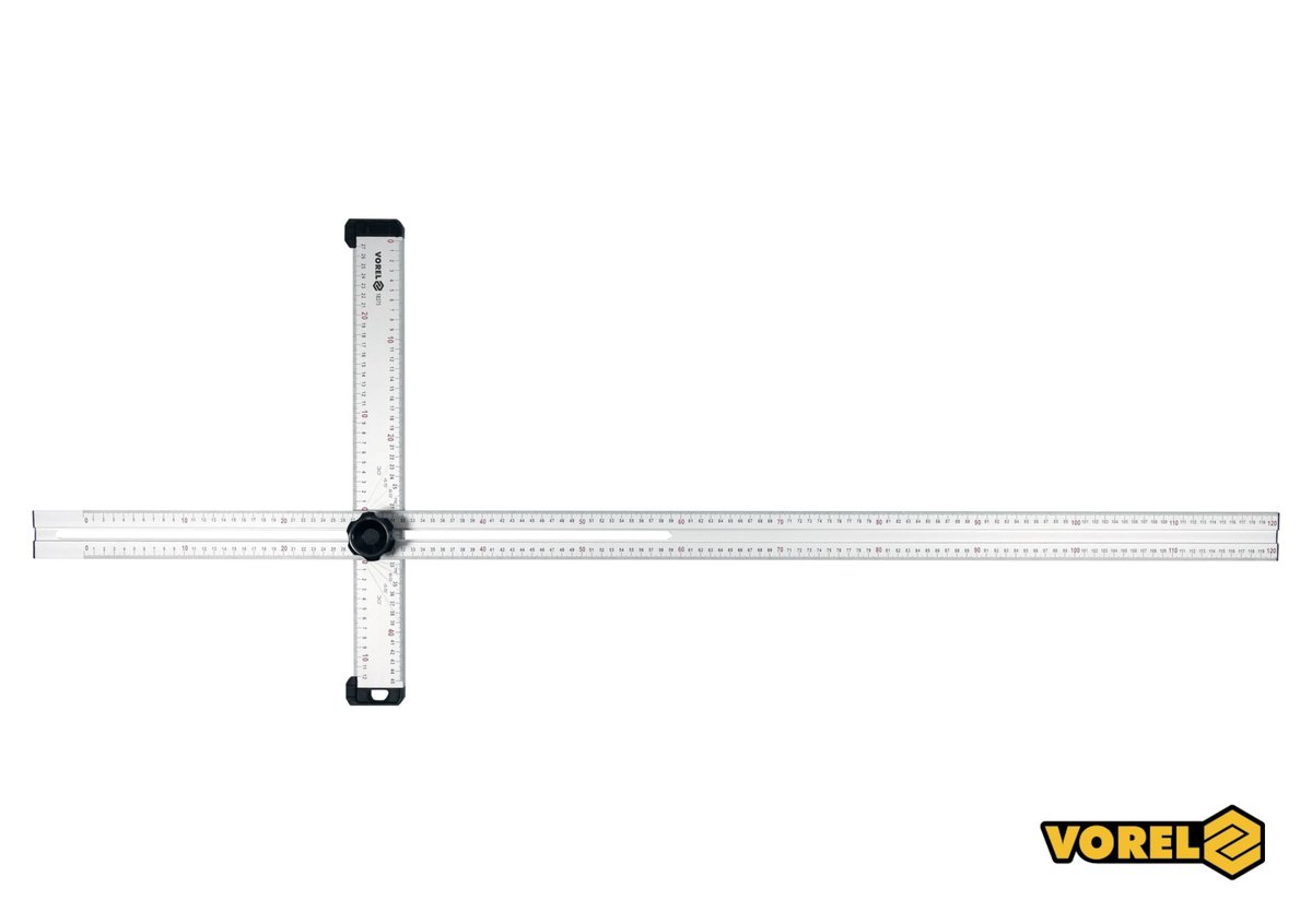 VOREL Кутник алюмінієвий регулювальний : 1200 х 320 мм, з розмітками кутів 30-75°  | 18375