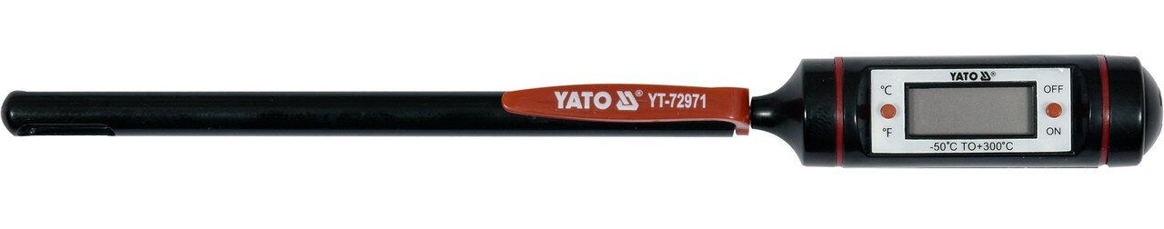 YATO Термометр електронний YATO з зондом- 130 мм, діапазон- -50ºС- +300ºС, живлення- 1.5 В (LR44)  |