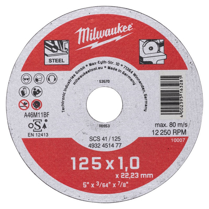 MILWAUKEE Диск відрізний по металу , SCS 41/125х1, Ø125мм | 4932451477