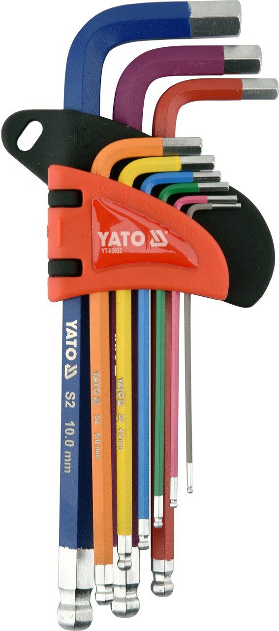 YATO Ключі шестигранні з кулькою YATO : М1.5-10 мм, Г-подібні, HRC 58-62, S2  | YT-05632