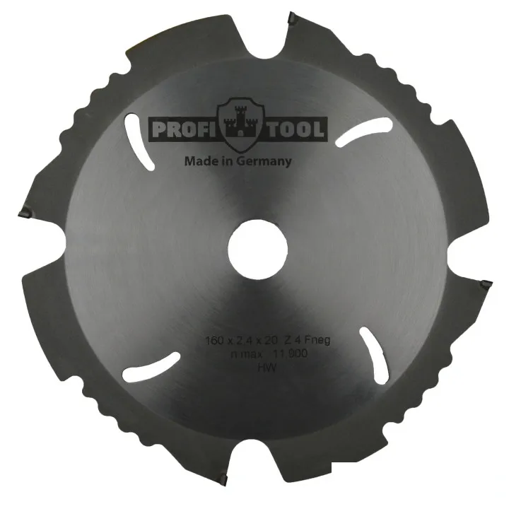 Диск пильный 160х2,4х1,6х20 мм, алмазний Z=4, форма зубця TFneg, нахил -5° PROFITOOL 2116017