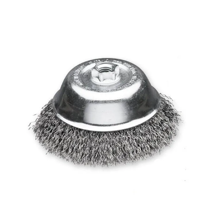 Щетка чашечная 150хМ14х2.0, гофрированный стальной провод 0.5 мм, 4000 об / мин LESSMANN