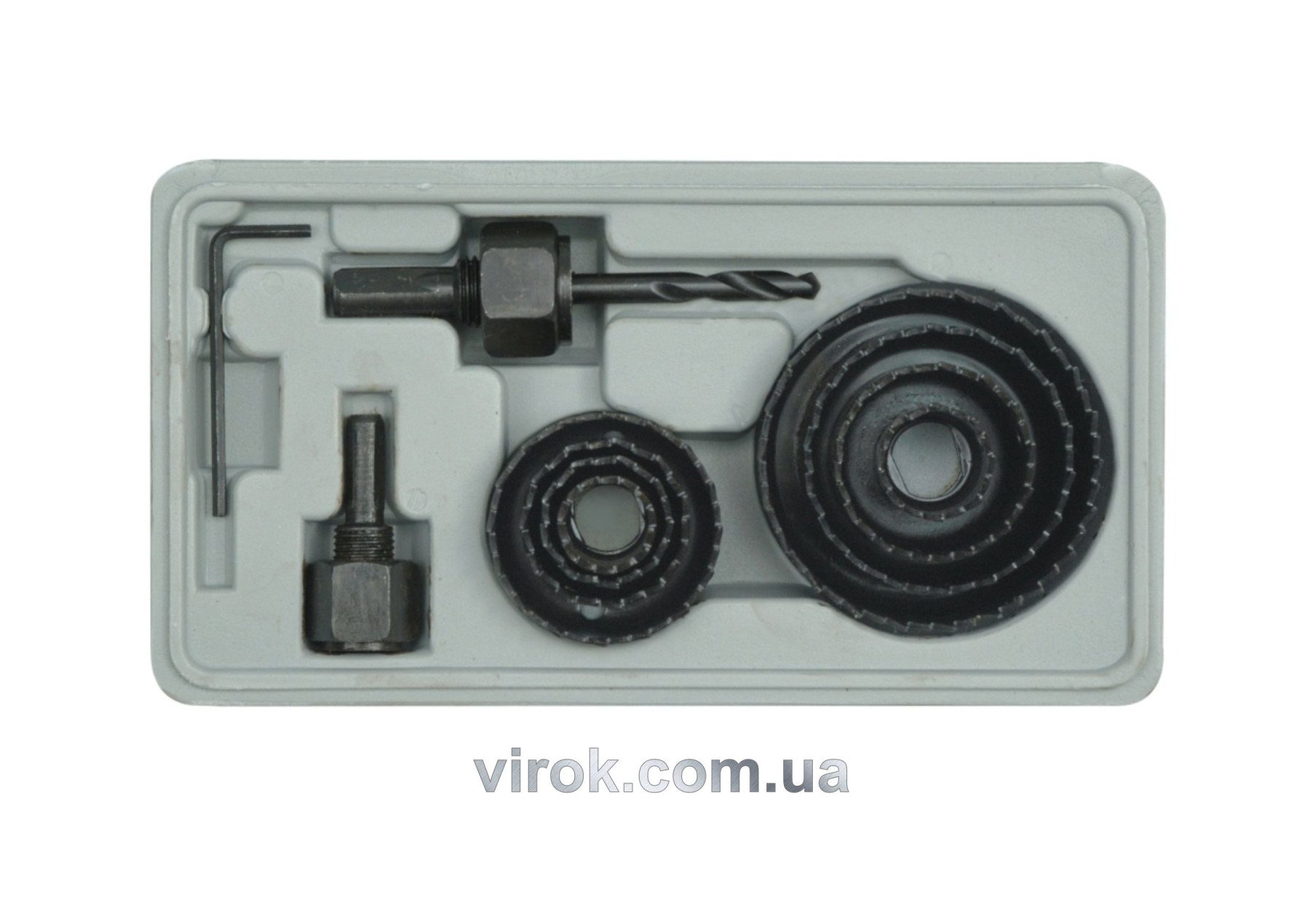 VOREL Пили кільцеві по дереву + свердло. Ø-19-64мм (2 хвостовики), Набір 11шт. В кейсі  | 22570