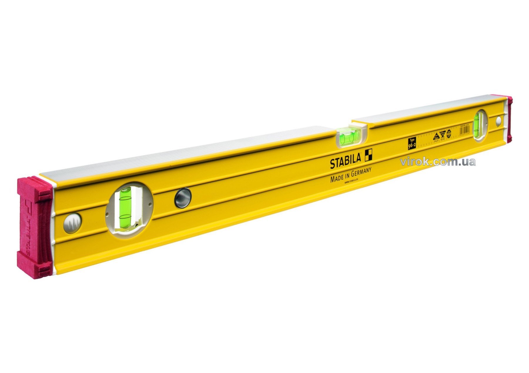 STABILA Рівень Type 96-2 : L= 100 см, 3 капсули. 0,5мм/м., посилений профіль + аморт ковпачки. | 152
