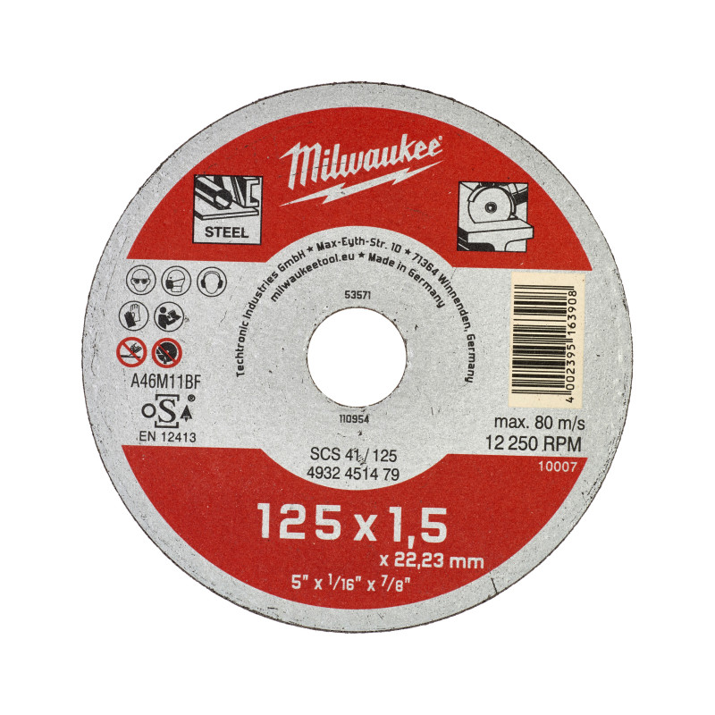 MILWAUKEE Диск відрізний по металу , SCS 41/125х1,5, Ø125мм | 4932451479