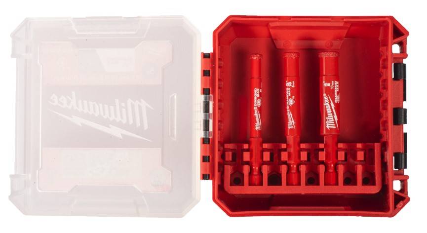 MILWAUKEE Набір коронок алмазних Diamond Plus (1/4'' Hex) (діаметр 6/8/10мм) (свердління з водою) пл