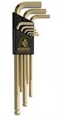 BONDHUS Набор ключей шестигранных 9 шт., 1,5-10,0 мм, серия Goldguard, сферич, удлиненные