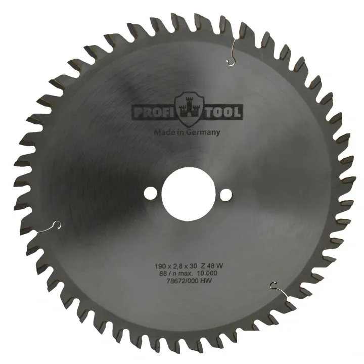Диск пильный по дереву 190х2.8х1.8х30 мм, Z=48, зуб W (ATB), продольный+поперечный рез PROFITOOL