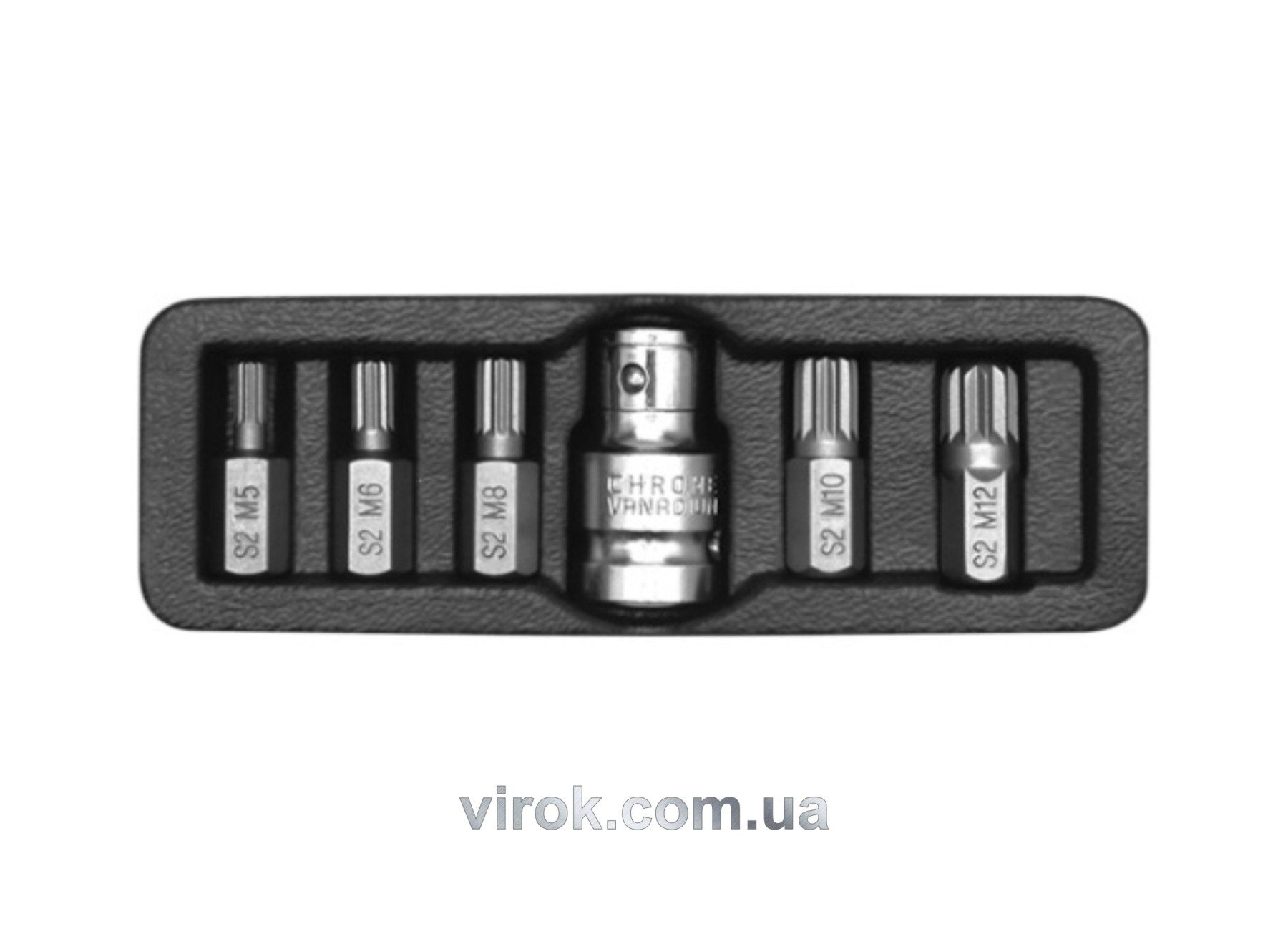 YATO Набір насадок викруткових YATO : "SPLINE", L= 30, 75 мм, адаптер 1/2". 6 шт.  | YT-0414