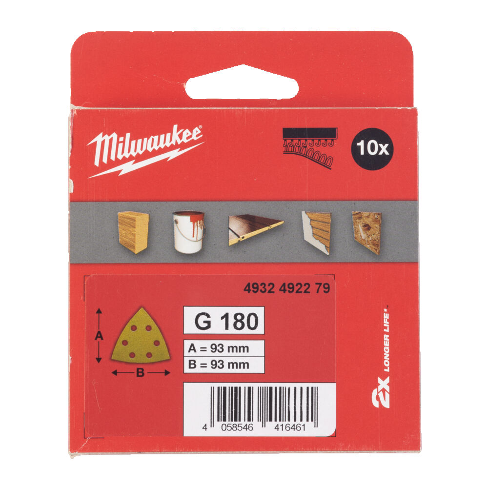 MILWAUKEE Шлифовальные листы премиум-класса HP 93 X 93 H&L GR 180 - 10 шт. | 4932492279