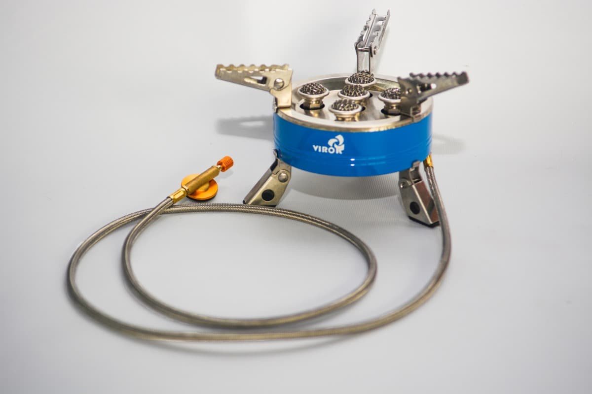 VIROK Плита газова туристична 7кВт, 5 комфорок + шланг з різьбовим (7/16) з'єднанням  | 44V201