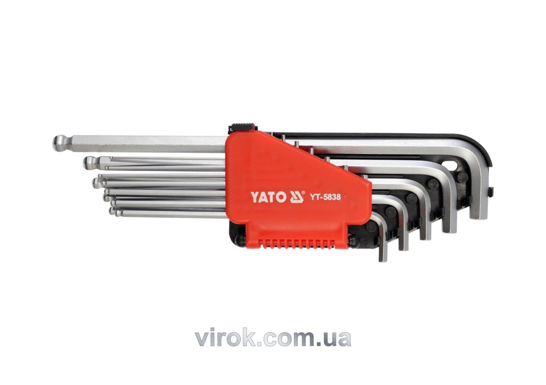 YATO Ключі 6-гранні,Г-подібні дюймові YATO з кульовим наконечником, подовжені, компл. 12 шт.  | YT-5