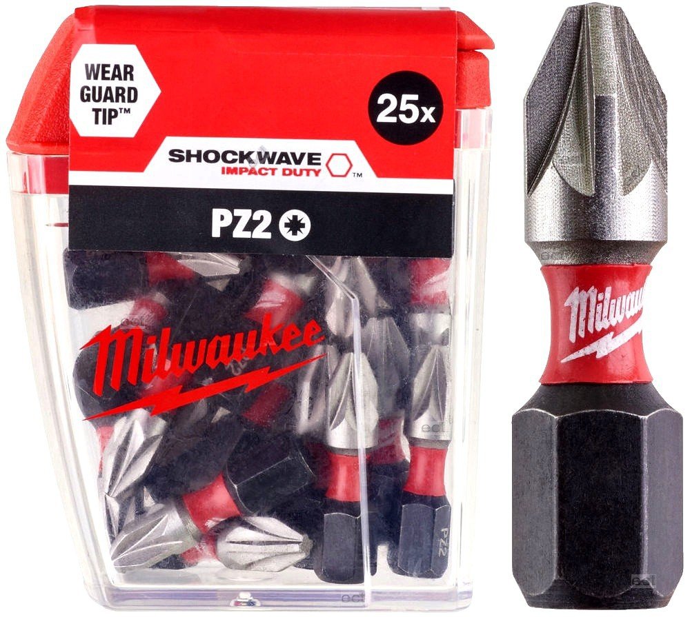 MILWAUKEE Біта SHOCKWAVE , PZ2, 25мм, (25шт) | 4932430864