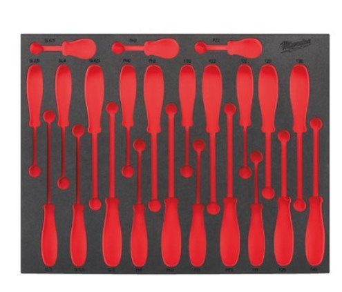 MILWAUKEE Пінне вкладення з ложементом для викруток магнітних, (23шт) для шаф металевих