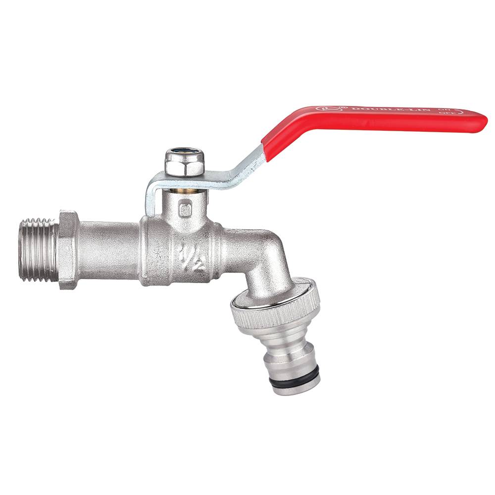 Кран латунний шаровий для поливу з адаптером зовнішня різьба 1/2 ручка Double-lin | 78-040-1