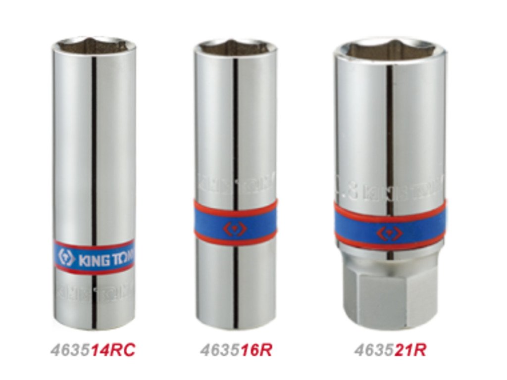 KING TONY Головка свечная 1/2" 16мм 6гр. с резин. | 463516RC