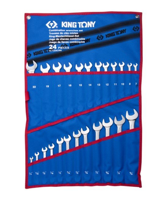 KING TONY Набор ключей комби 24шт.(метрика 07-22mm+дюйм1/4-5/16 ) | 1224CRN