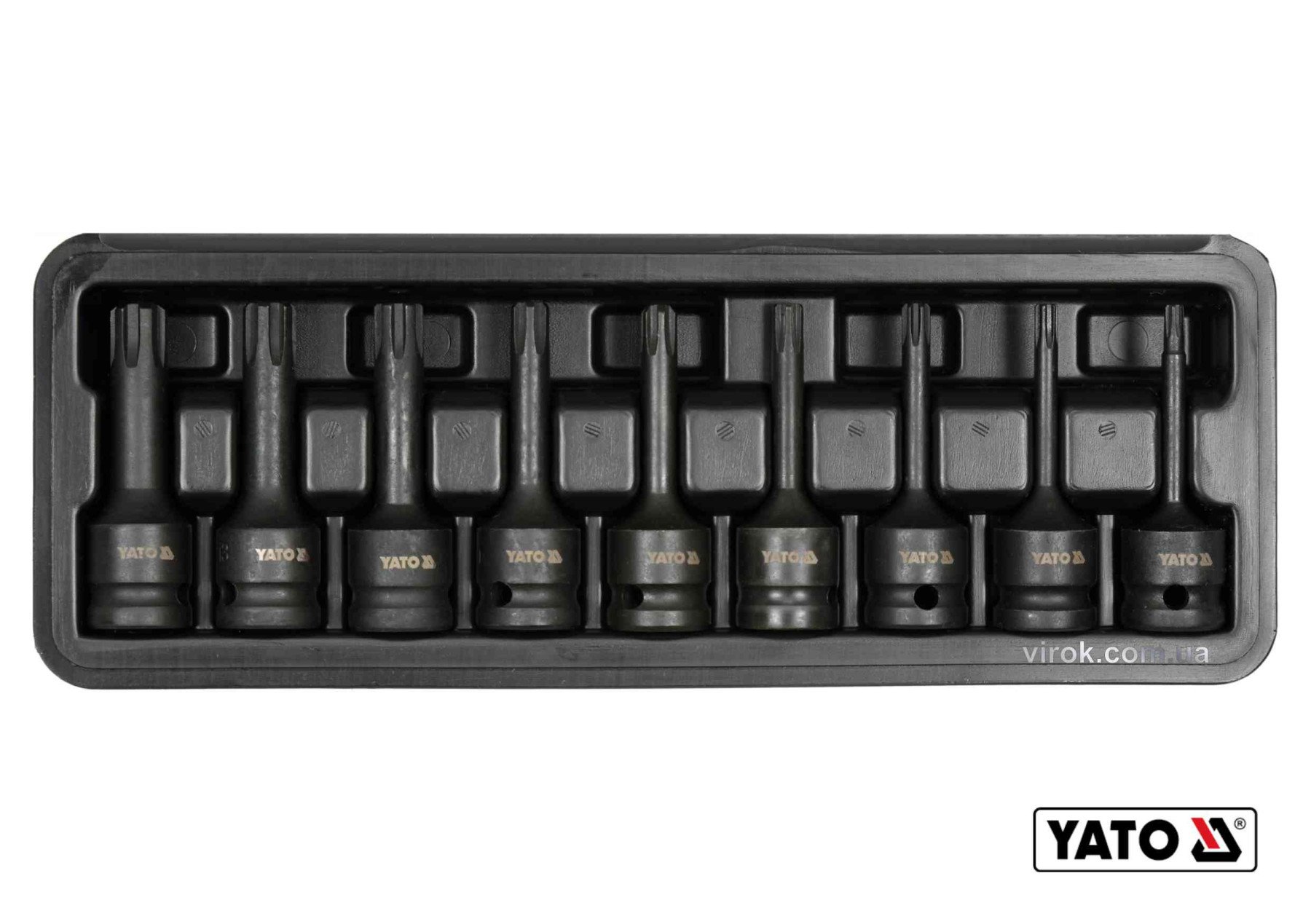 YATO Набір насадок викруткових ударних YATO : RIBE M5-M14. квадрат 1/2" CrMo, 9 Од + кейс | YT-10681