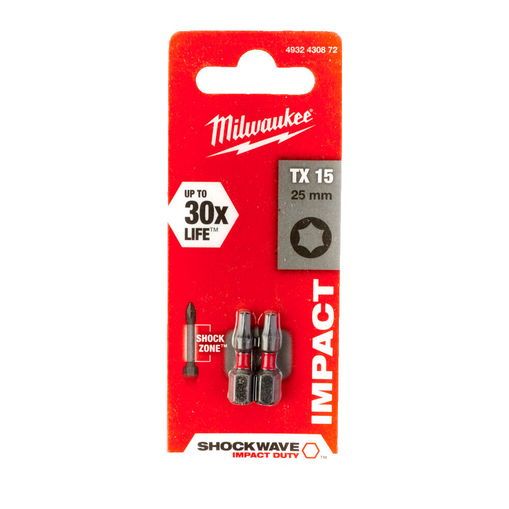 MILWAUKEE Біта SHOCKWAVE , TX15, 25мм, (2шт) | 4932430872