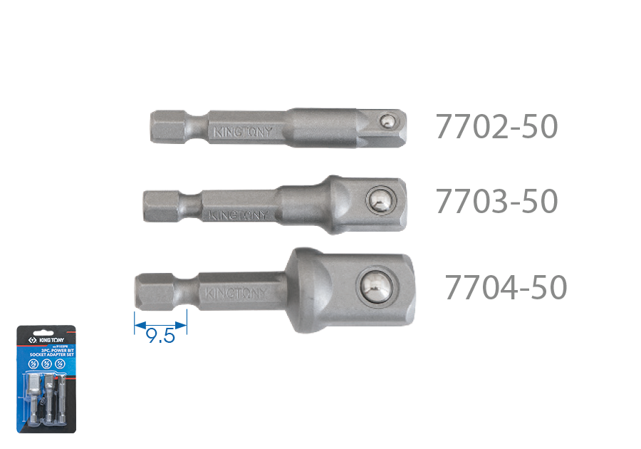 KING TONY Набор переходников 1/4" & 3/8" & 1/2" | 9103PR