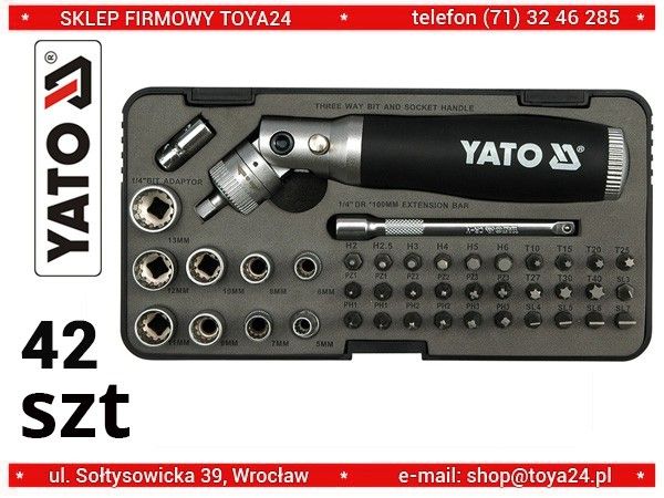 YATO Викрутка реверсивна YATO : тріщатка, насадки HEX 1/4": SL,H,PH,PZ,T.  | YT-2806