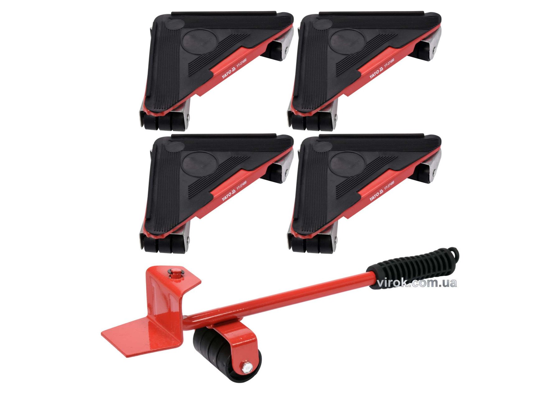 YATO Набір для переміщення меблів YATO : макс. вага-300 кг, висота-70 мм, 4 підставки+важіль, 5 елем