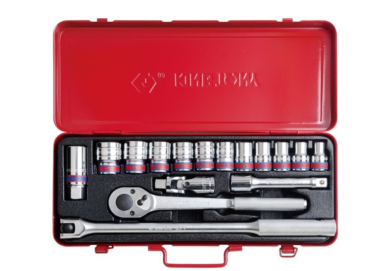 KING TONY Набор головок 1/2" 16 ед. 12-ти гранные,короткие, дюймовые | 4016SR