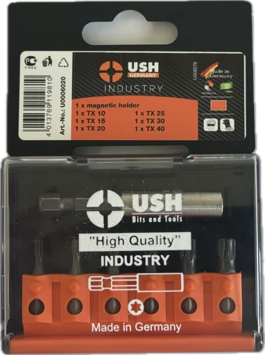 Набір насадок викруткових Industry USH: 1/4" з магнітн тримачем, T10, T15, T20, T25, T30, T40, 7 ел.