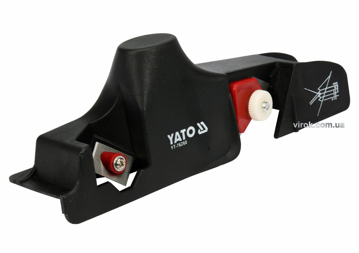 YATO Рубанок для знімання фаски г/к плит YATO : t= 9,5-15 мм, 2 леза, L= 240х 60 мм  | YT-76260