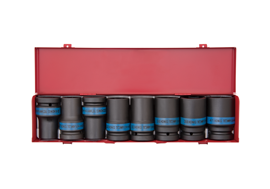 KING TONY Набор головок ударных 1" 8 ед. 6-ти гранные,длинные, 24-41мм NEW | 8409MP