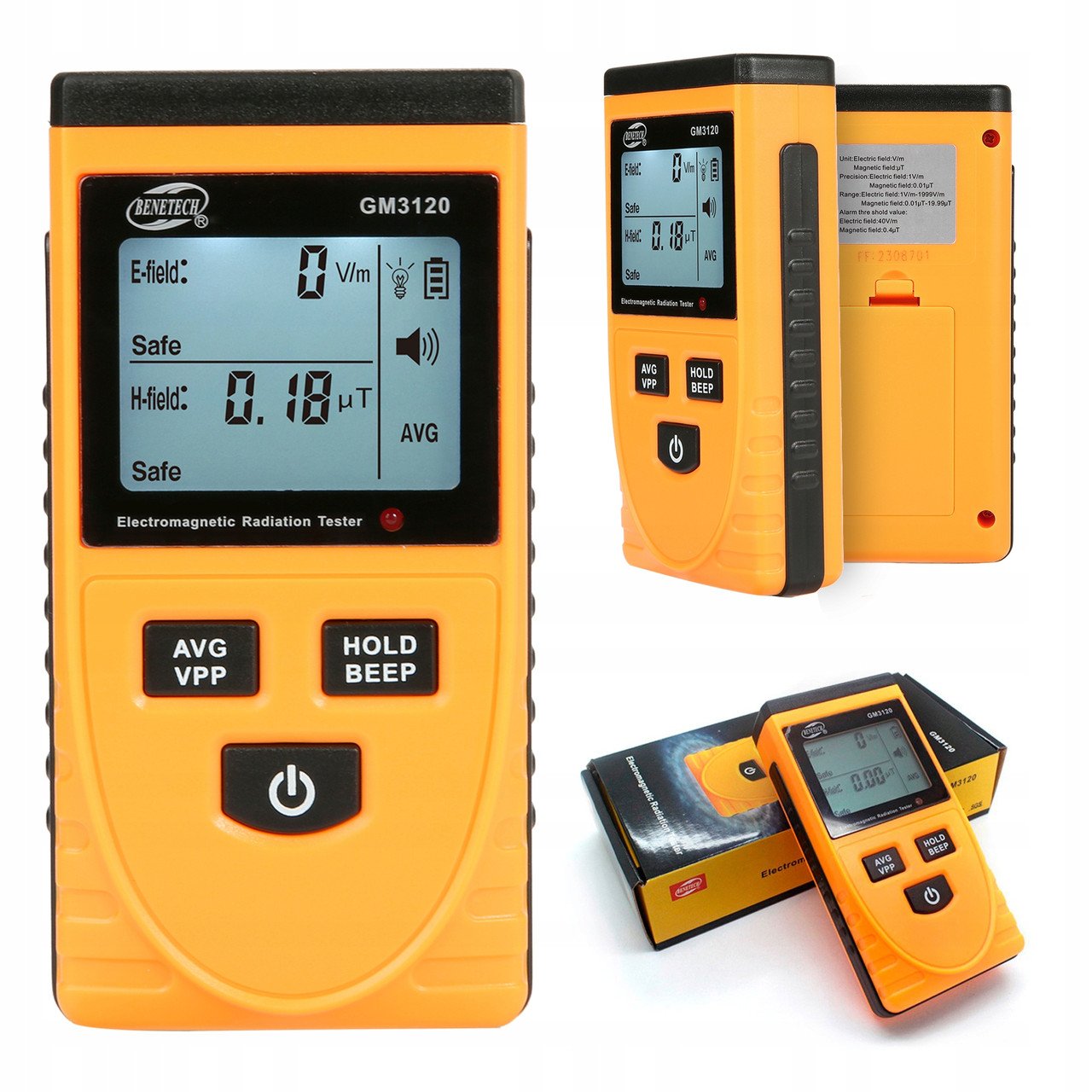 Тестер электромагнитного излучения (1-1999В/м, 0.01-19,99μt) BENETECH GM3120