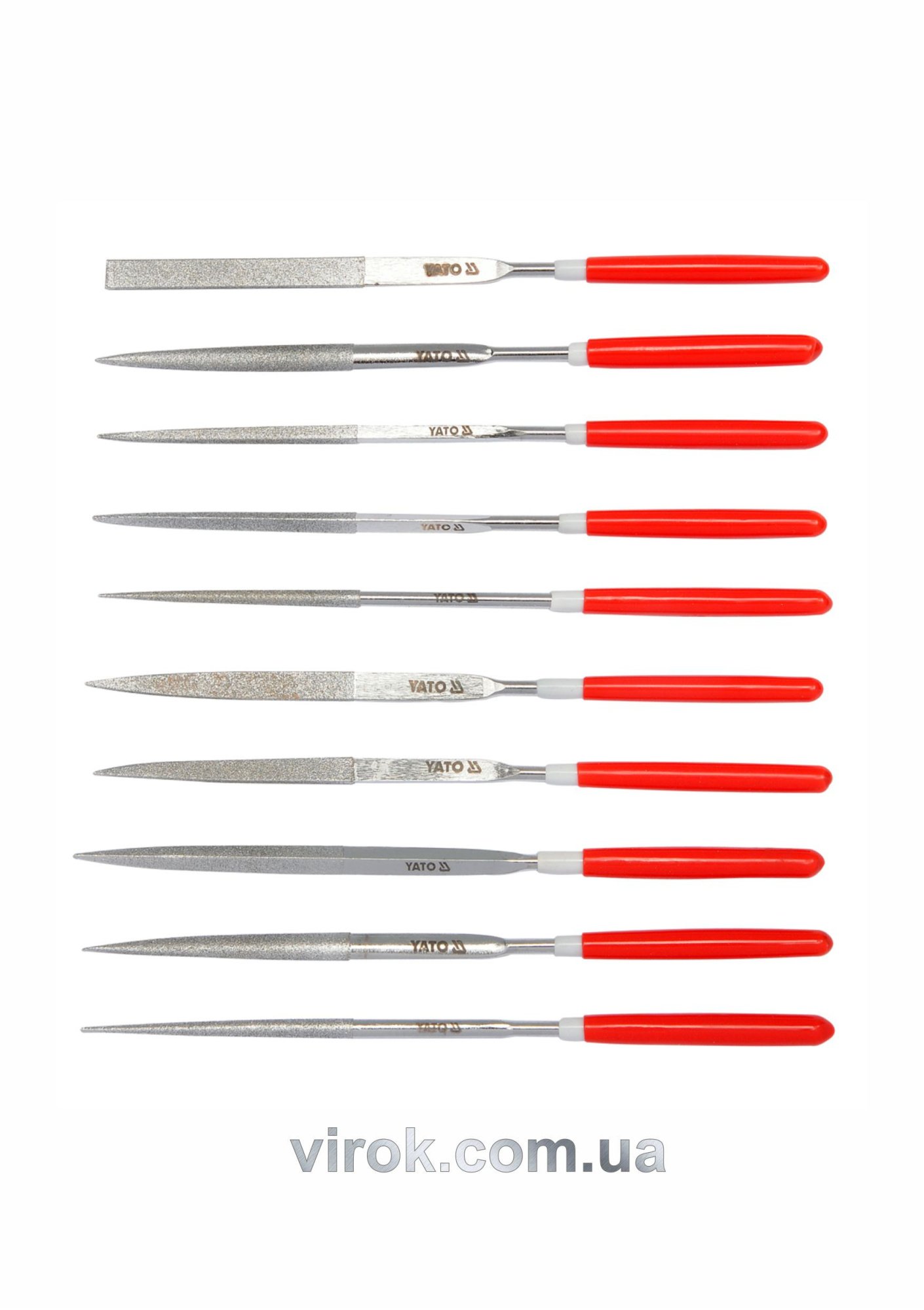 YATO Надфіль алмазний YATO, l= 140/50 мм, b= 3 мм,-Набір-. 10 шт.  | YT-6144