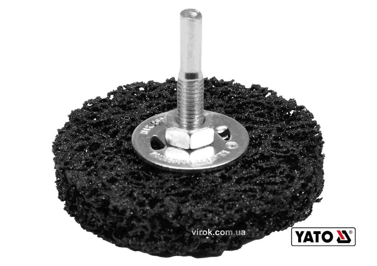 YATO Щітка зачисна дискова YATO : Ø=75 мм, зі шпинделем Ø=6 мм. з нетканого волокна, до дрилі  | YT-